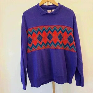 American Weekend Men's L Vintage Navajo Geometric Pullover Sweater Multicolor